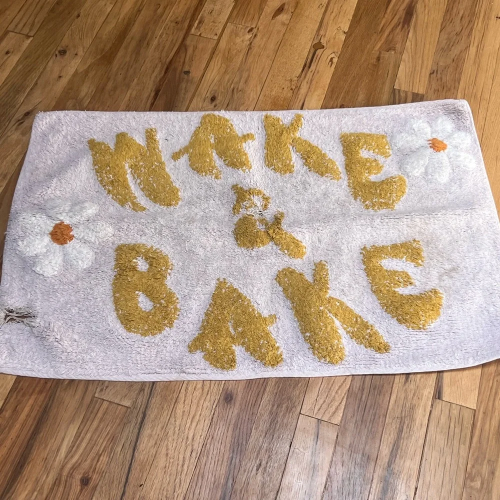 Wake & Bake Bath Mat with Floral Design